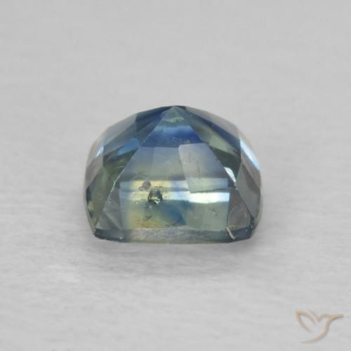 Safira Azul verde Natural 0.76ct, Almofada, VS-SI