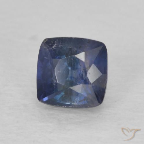 Safira Azul da meia noite Natural 0.84ct, Almofada, VS-SI
