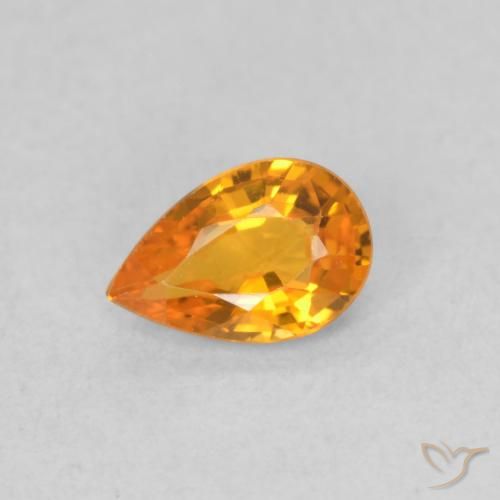 0.48ct Natural Laranja brilhante Safira, Formato de pêra, VVS-VS