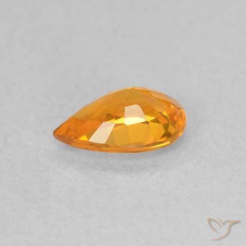 Safira Laranja brilhante Natural 0.48ct, Formato de pêra, VVS-VS