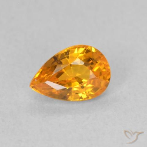0.62ct Natural damasco laranja Safira, Formato de pêra, VVS-VS
