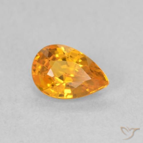 Safira damasco laranja Natural 0.62ct, Formato de pêra, VVS-VS