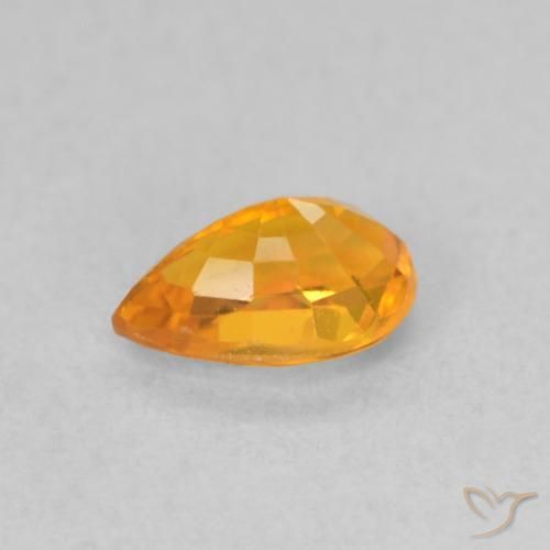 Safira damasco laranja Natural 0.62ct, Formato de pêra, VVS-VS