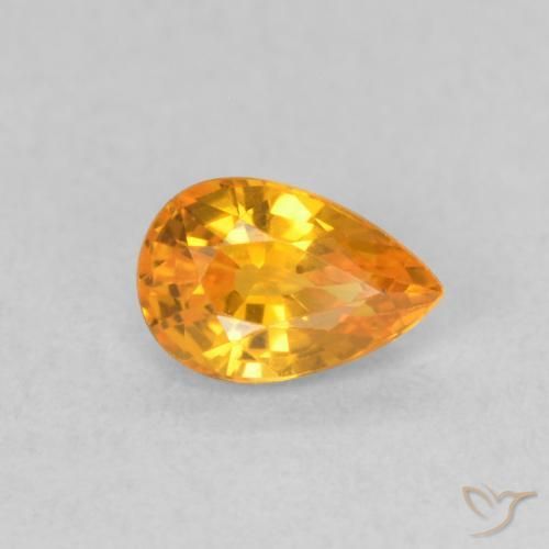 Safira Laranja brilhante Natural 0.59ct, Formato de pêra, VVS-VS