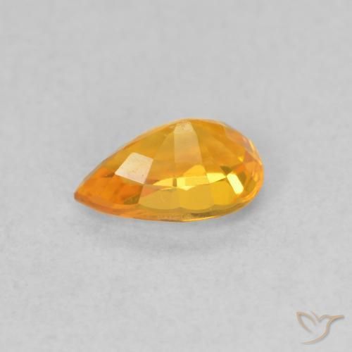 Safira Laranja brilhante Natural 0.59ct, Formato de pêra, VVS-VS