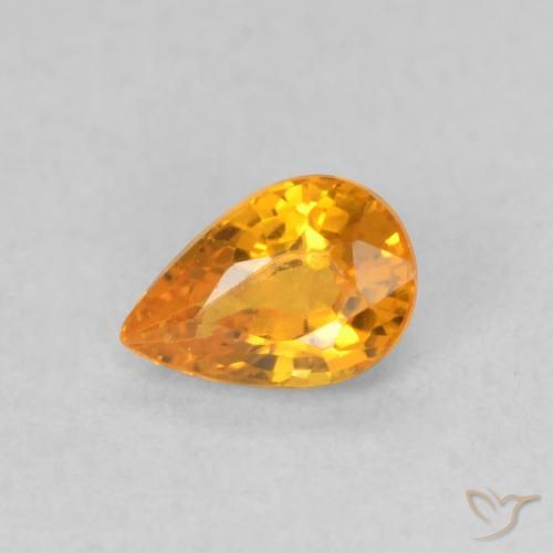 0.59ct Natural Laranja brilhante Safira, Formato de pêra, VVS-VS