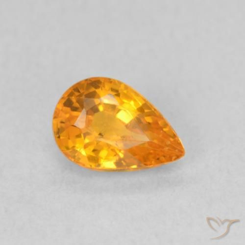 Safira Laranja brilhante Natural 0.59ct, Formato de pêra, VVS-VS