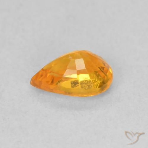 Safira Laranja brilhante Natural 0.59ct, Formato de pêra, VVS-VS