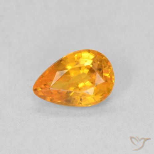 0.49ct Natural Laranja brilhante Safira, Formato de pêra, VVS-VS