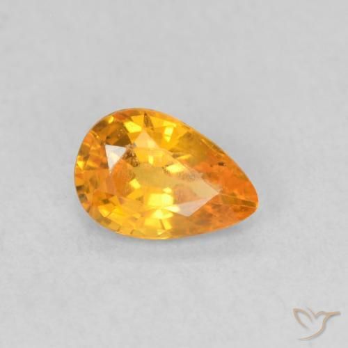 Safira Laranja brilhante Natural 0.49ct, Formato de pêra, VVS-VS