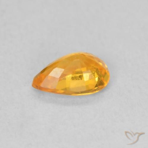 Safira Laranja brilhante Natural 0.49ct, Formato de pêra, VVS-VS