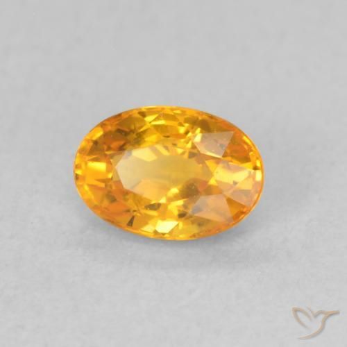 Safira Laranja brilhante Natural 0.74ct, oval, VVS-VS