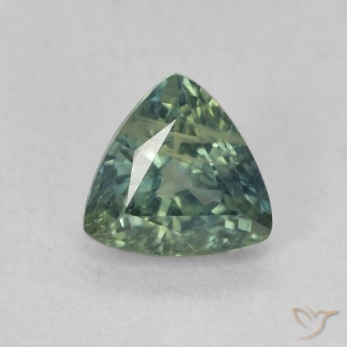 0.79ct Natural Azul verde Safira, Trilhão, VS