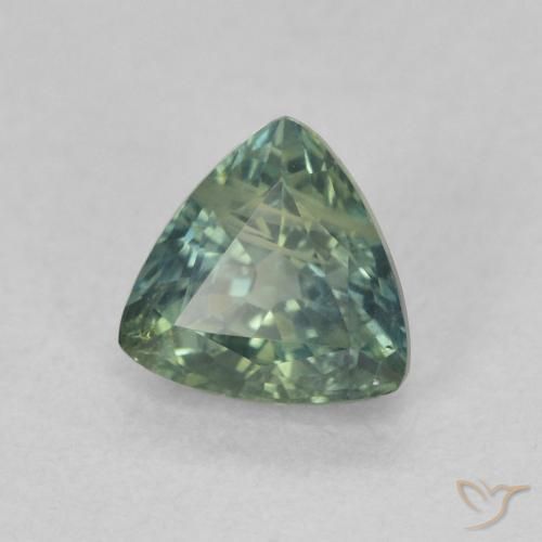 Safira Azul verde Natural 0.79ct, Trilhão, VS