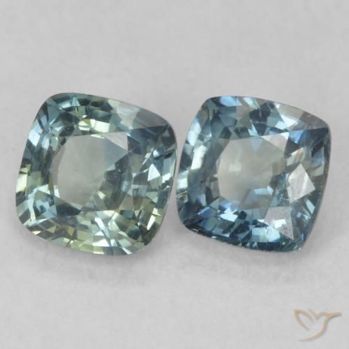 Pedras preciosas de Safira Azul esverdeado natural de 1.58 ct, Almofada, VS
