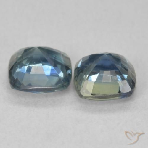 Pedras preciosas de Safira Azul esverdeado natural de 1.58 ct, Almofada, VS