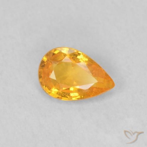 Safira Laranja Médio Natural 0.45ct, Formato de pêra, VS
