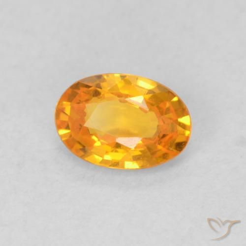 Safira Laranja brilhante Natural 0.61ct, oval, VVS-VS