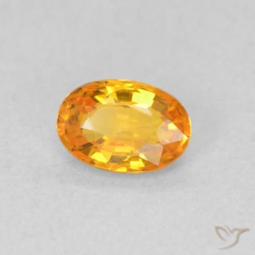 Safira Laranja brilhante Natural 0.55ct, oval, VVS-VS