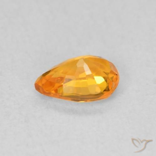 Safira Laranja brilhante Natural 0.54ct, Formato de pêra, VVS-VS