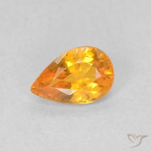 0.56ct Natural Laranja brilhante Safira, Formato de pêra, VVS-VS