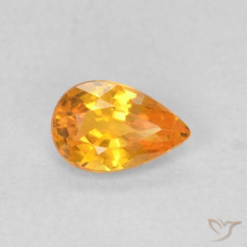 Safira Laranja brilhante Natural 0.56ct, Formato de pêra, VVS-VS