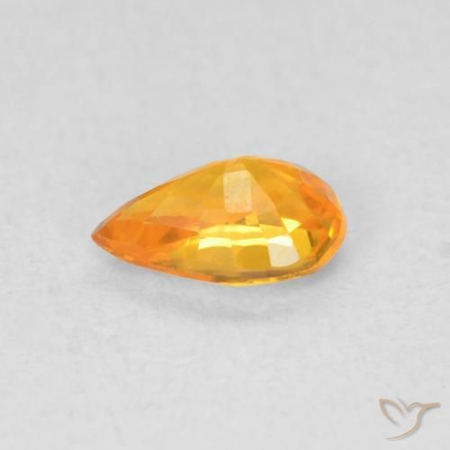 Safira Laranja brilhante Natural 0.56ct, Formato de pêra, VVS-VS