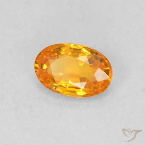 Safira Laranja brilhante Natural 0.56ct, oval, VVS-VS