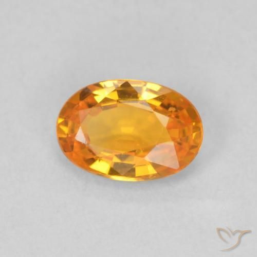 Safira Laranja brilhante Natural 0.61ct, oval, VVS-VS