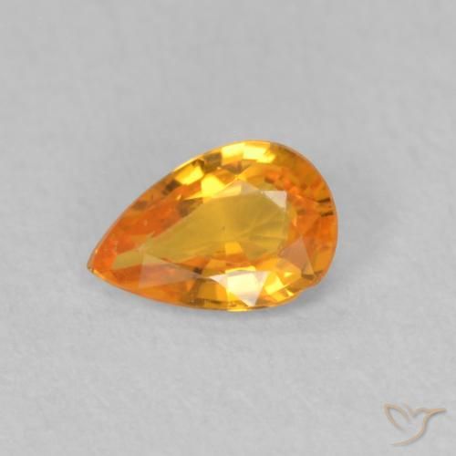 0.43ct Natural Laranja brilhante Safira, Formato de pêra, VVS-VS