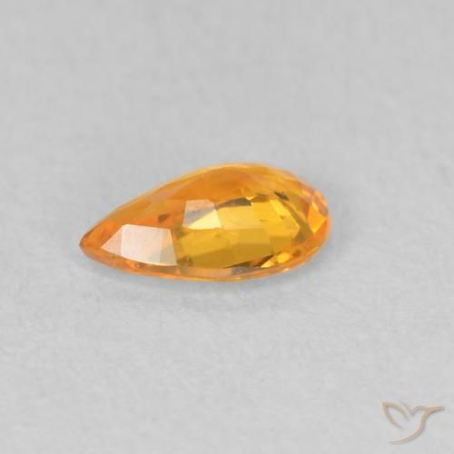 Safira Laranja brilhante Natural 0.43ct, Formato de pêra, VVS-VS