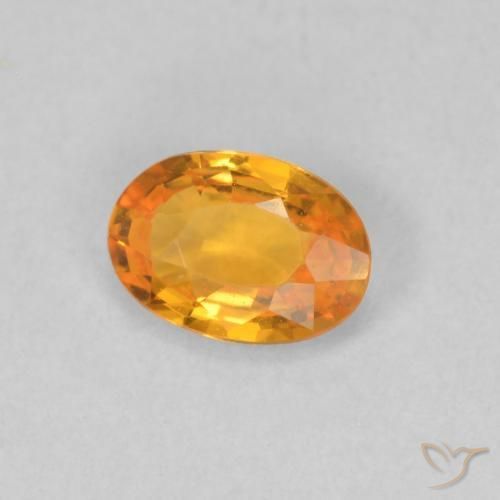 Safira Laranja brilhante Natural 0.51ct, oval, VVS-VS