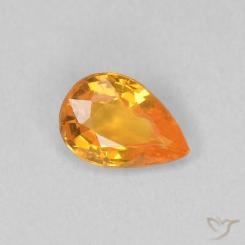 0.48ct Natural Laranja brilhante Safira, Formato de pêra, VVS-VS