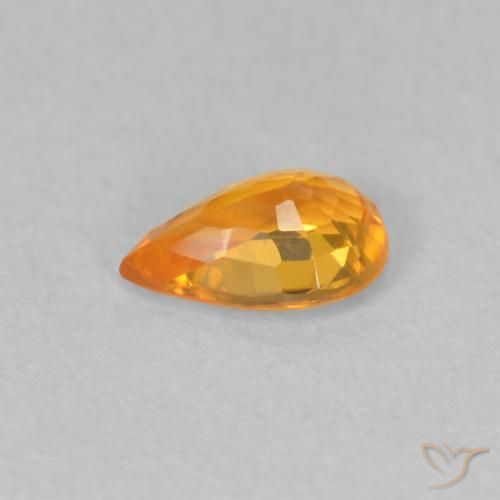 Safira Laranja brilhante Natural 0.48ct, Formato de pêra, VVS-VS