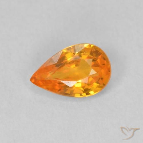 0.49ct Natural Laranja brilhante Safira, Formato de pêra, VVS-VS