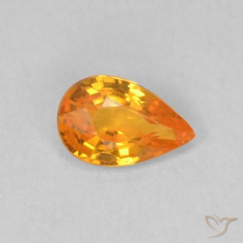 Safira Laranja brilhante Natural 0.49ct, Formato de pêra, VVS-VS