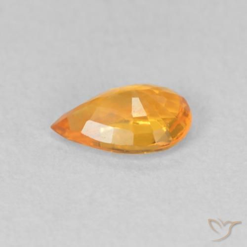 Safira Laranja brilhante Natural 0.49ct, Formato de pêra, VVS-VS