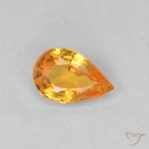 Safira Laranja brilhante Natural 0.47ct, Formato de pêra, VVS-VS