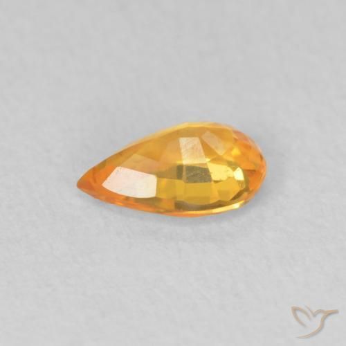 Safira Laranja brilhante Natural 0.47ct, Formato de pêra, VVS-VS