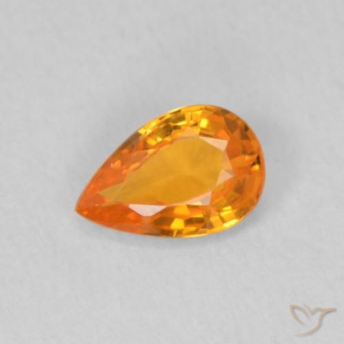0.47ct Natural Laranja brilhante Safira, Formato de pêra, VVS-VS
