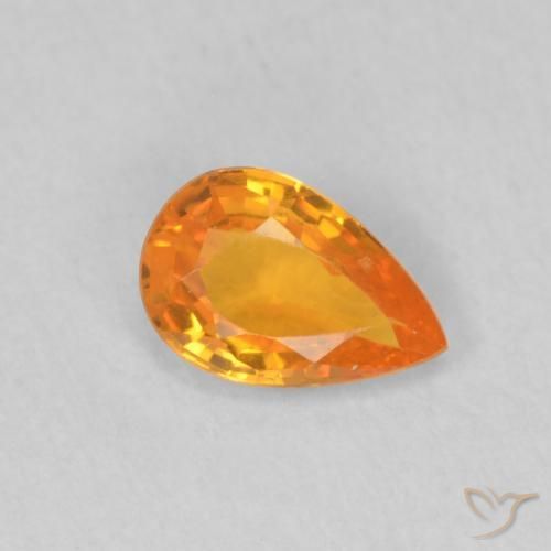 Safira Laranja brilhante Natural 0.47ct, Formato de pêra, VVS-VS