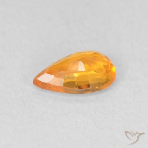 Safira Laranja brilhante Natural 0.47ct, Formato de pêra, VVS-VS