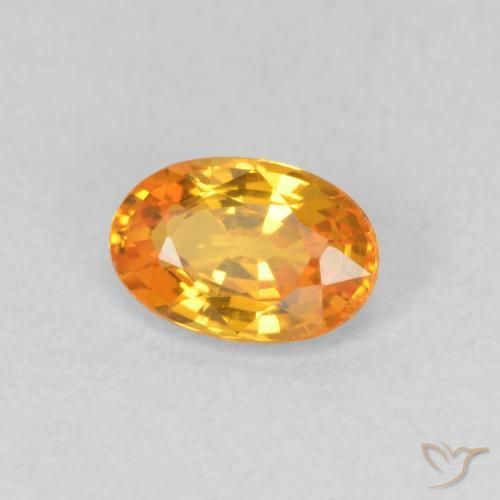 Safira Laranja brilhante Natural 0.58ct, oval, VVS-VS