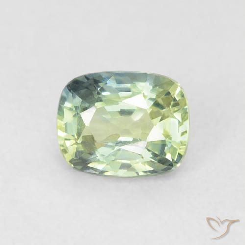 0.74ct Natural Verde Sábio Muito Claro Safira, Almofada, VVS-VS