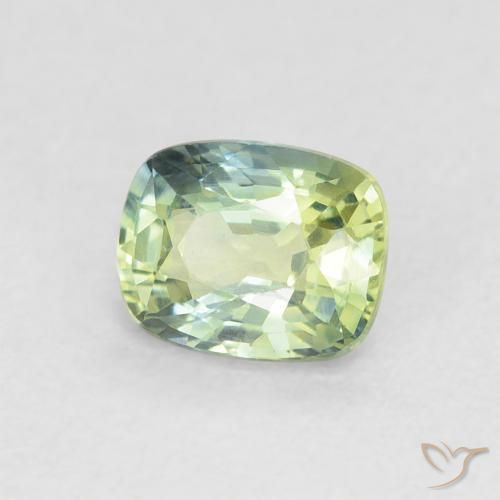 Safira Verde Sábio Muito Claro Natural 0.74ct, Almofada, VVS-VS