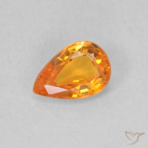 0.50ct Natural Laranja brilhante Safira, Formato de pêra, VVS