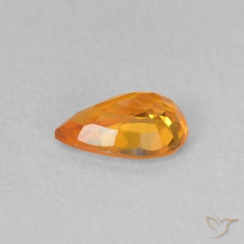 Safira Laranja brilhante Natural 0.50ct, Formato de pêra, VVS