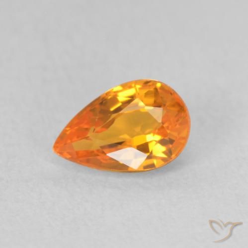 0.58ct Natural Laranja brilhante Safira, Formato de pêra, VVS