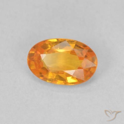 Safira Laranja brilhante Natural 0.55ct, oval, VVS