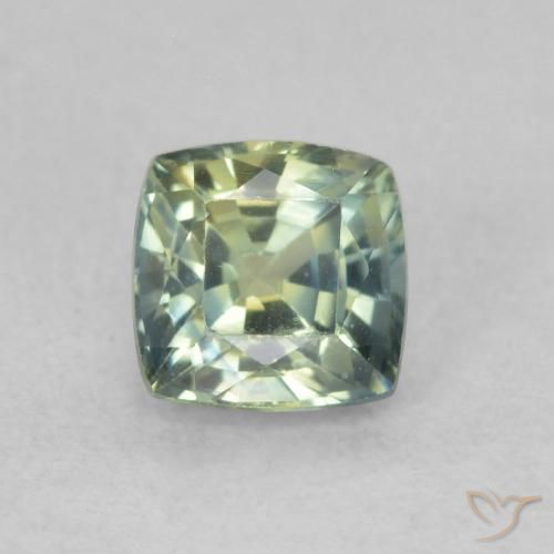 0.75ct Natural Verde amarelado Safira, Almofada, VVS-VS